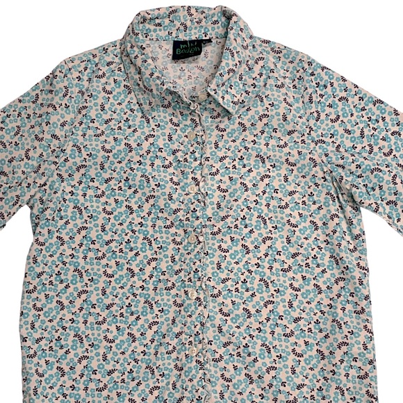 MINI BODEN Girls sz 9-10 Yrs Top Long Sleeve Corduroy Floral Button Front Blue + - Picture 1 of 9